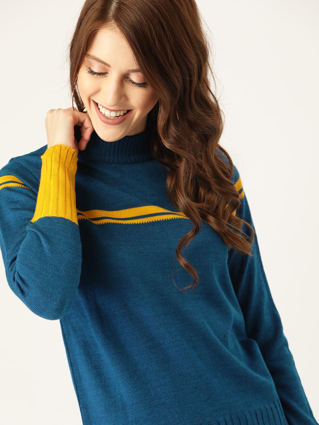 

DressBerry Women Blue Solid Pullover Sweater