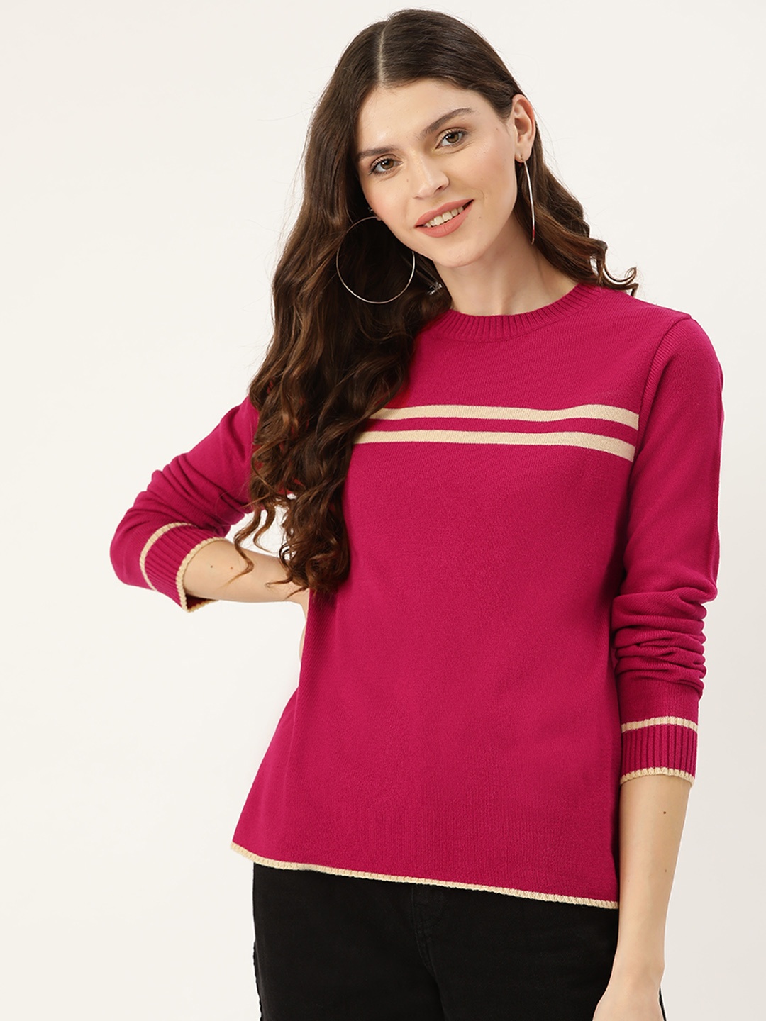 

DressBerry Women Pink Striped Pullover