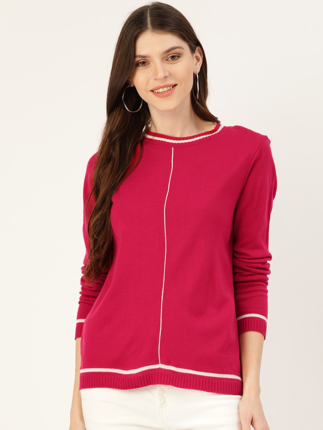 

DressBerry Women Pink Solid Pullover Sweater