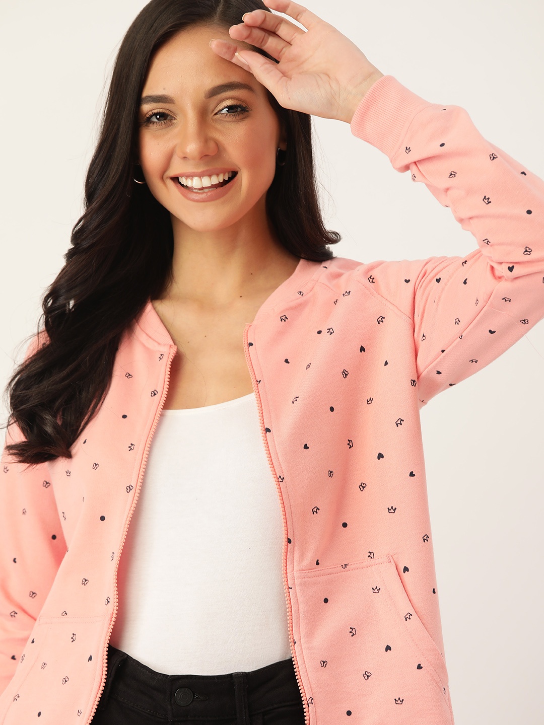 

DressBerry Women Pink & Black Printed Sweatshirt