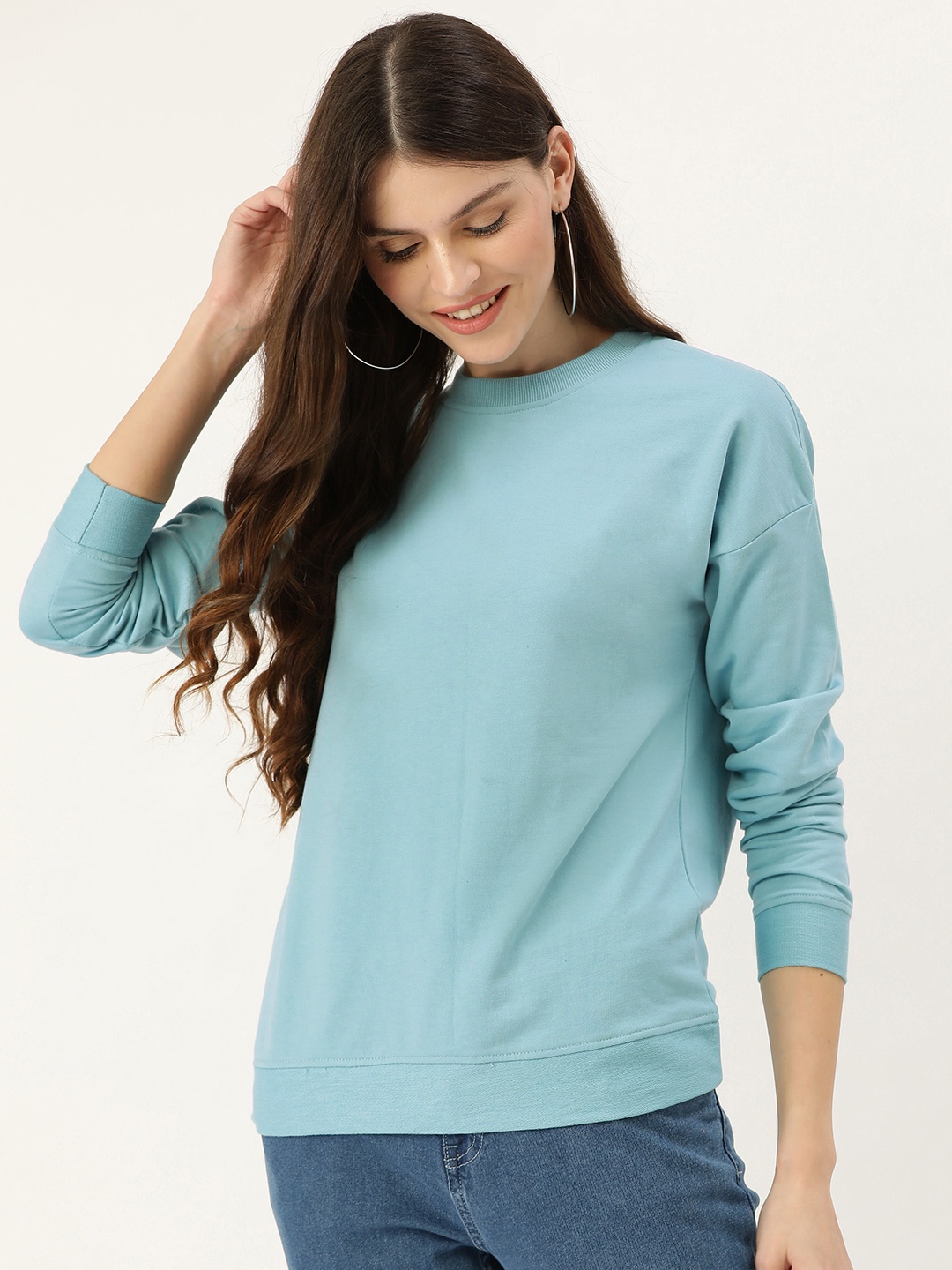 

DressBerry Women Blue Solid Sweatshirt