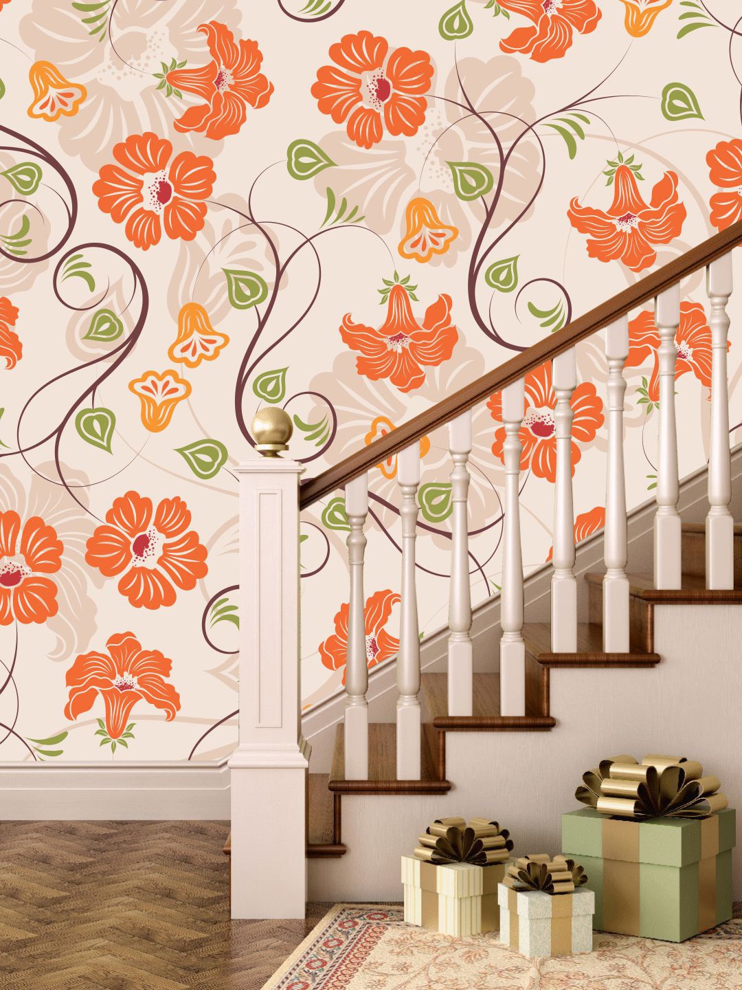 

PAPER PLANE DESIGN Beige & Orange Printed Waterproof Vinyl Wall Sticker