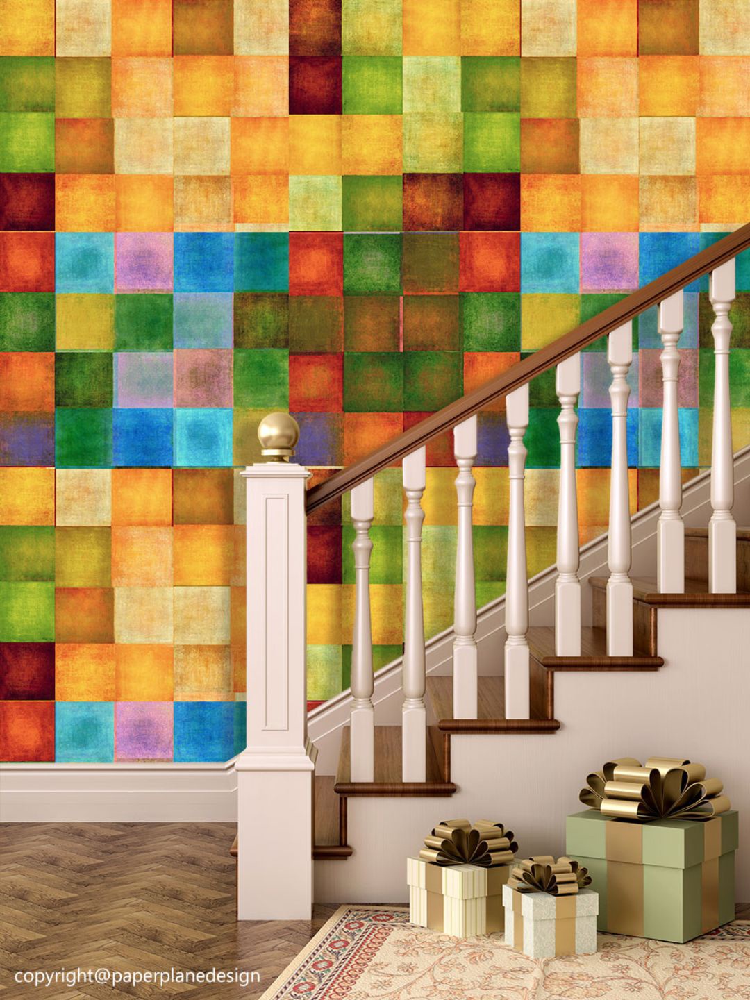 

PAPER PLANE DESIGN Yellow & Red Abstract Waterproof Vinyl Wallpaper