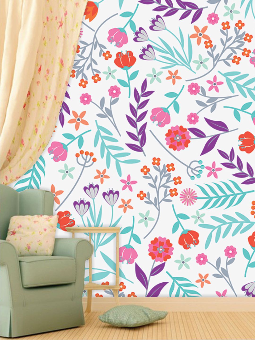 

PAPER PLANE DESIGN White & Blue Floral Waterproof Vinyl Wallpaper