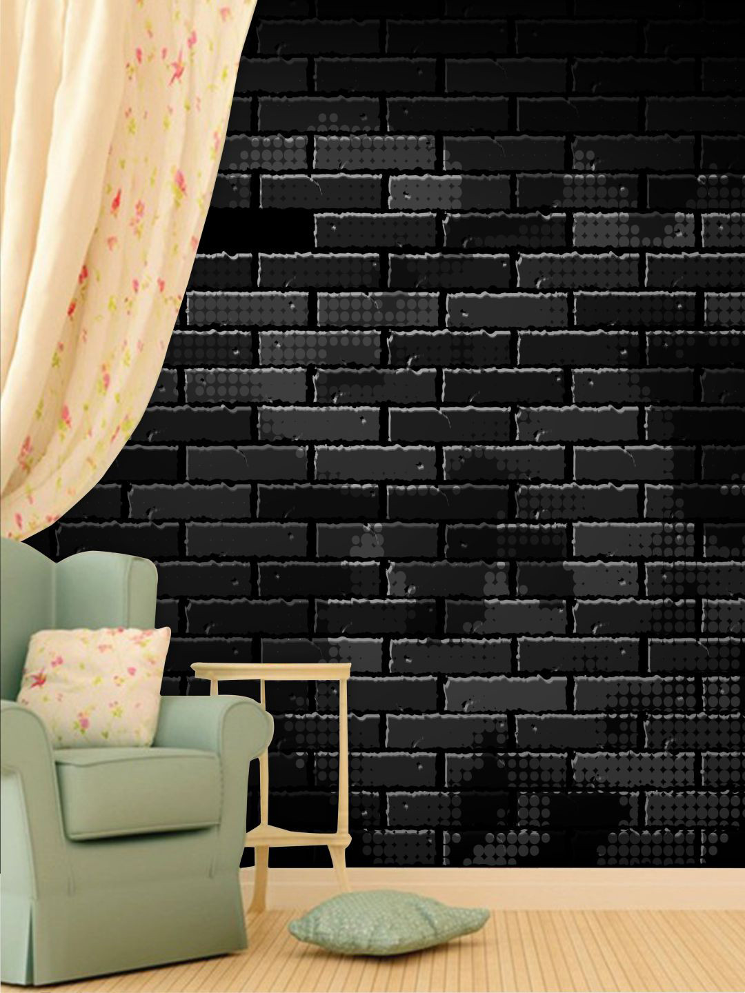 

PAPER PLANE DESIGN Black Brick Design Waterproof Vinyl Wallpaper