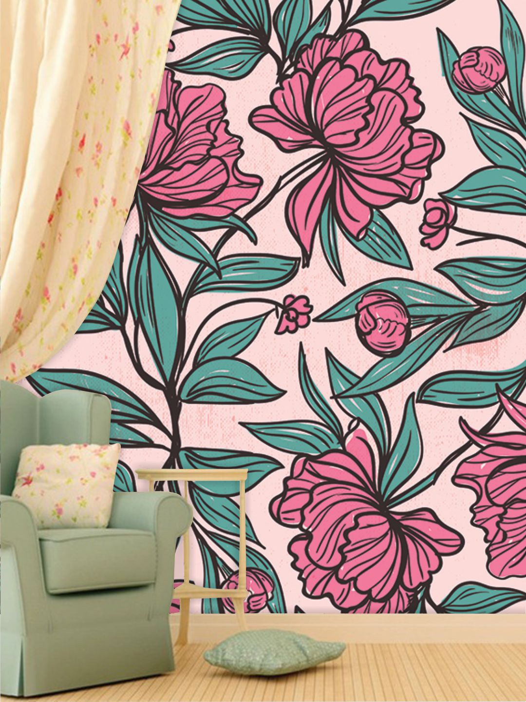 

PAPER PLANE DESIGN Pink & Green Printed Waterproof Vinyl Wallpaper