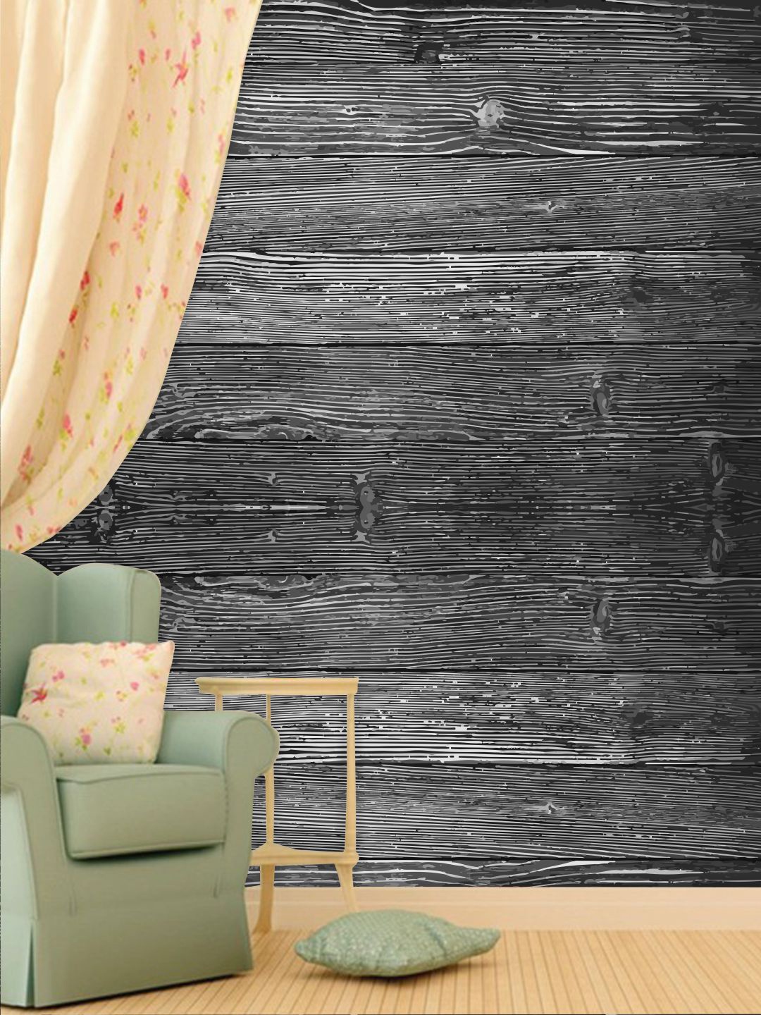 

PAPER PLANE DESIGN Black & White Wood Design Waterproof Vinyl Wall Sticker