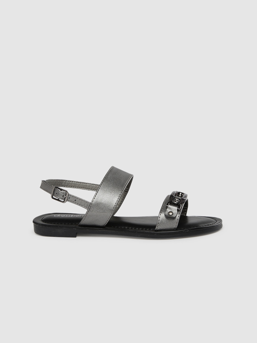

DressBerry Women Grey Solid Open Toe Flats