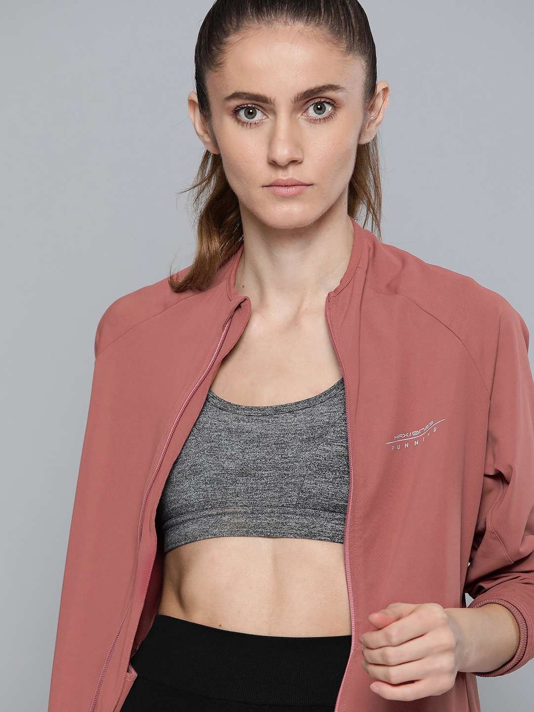 

HRX by Hrithik Roshan Women Rose Wine Solid Rapid-Dry Antimicrobial Running Jacket, Pink