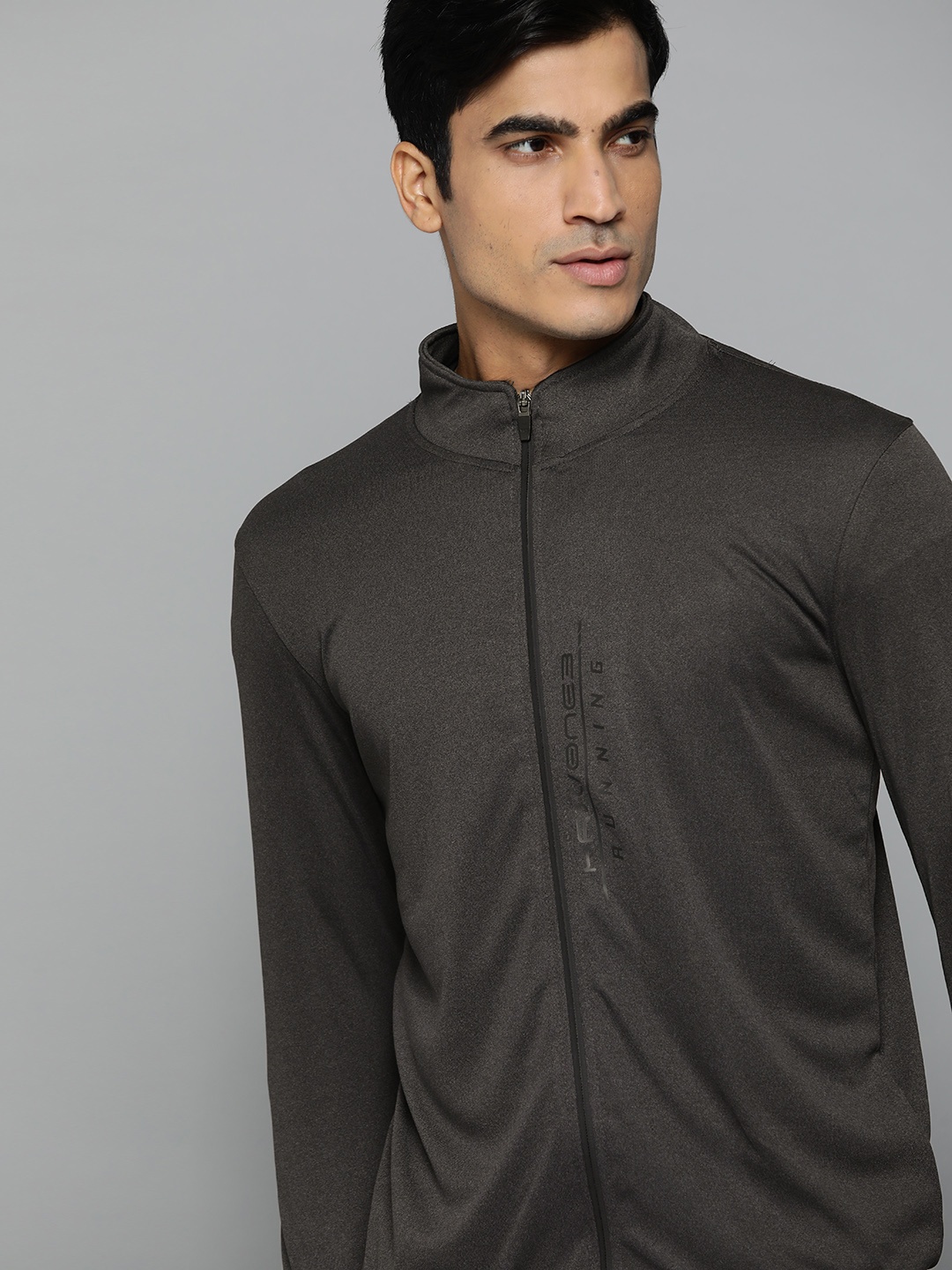 

HRX by Hrithik Roshan Men Anthra Melange Solid Rapid-Dry Running Jacket, Charcoal