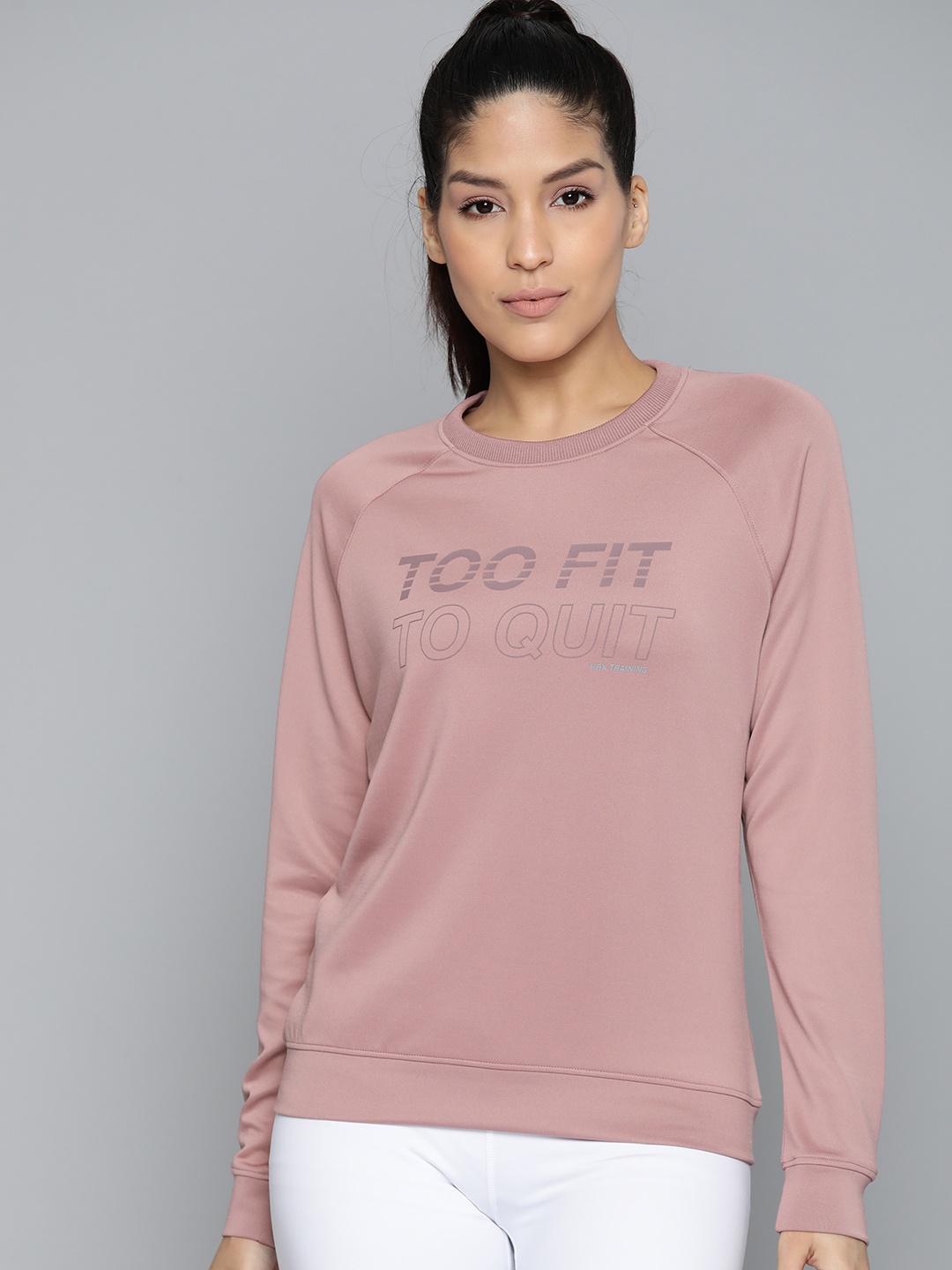 

HRX by Hrithik Roshan Women Mauve Shadows Printed Rapid-Dry Training Sweatshirt