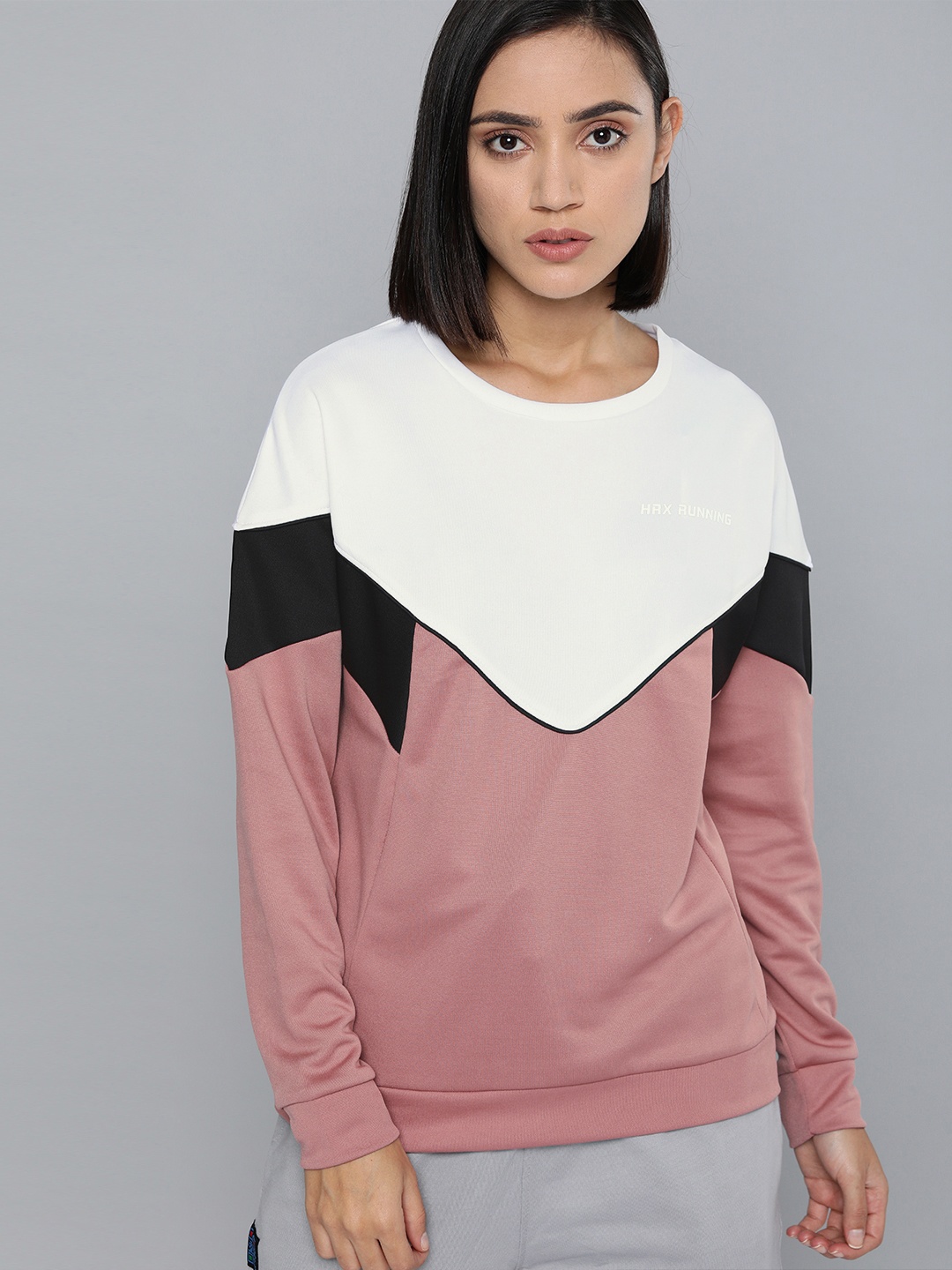 

HRX by Hrithik Roshan Women Pink Colourblock Rapid-Dry Antimicrobial Running Sweatshirt