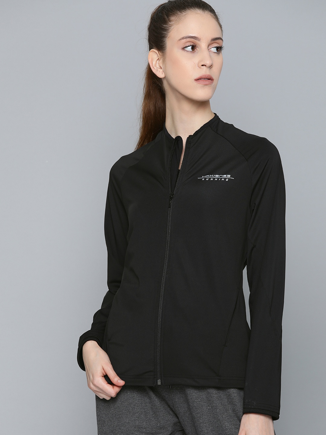 

HRX by Hrithik Roshan Women Jet Black Solid Rapid-Dry Antimicrobial Running Jacket