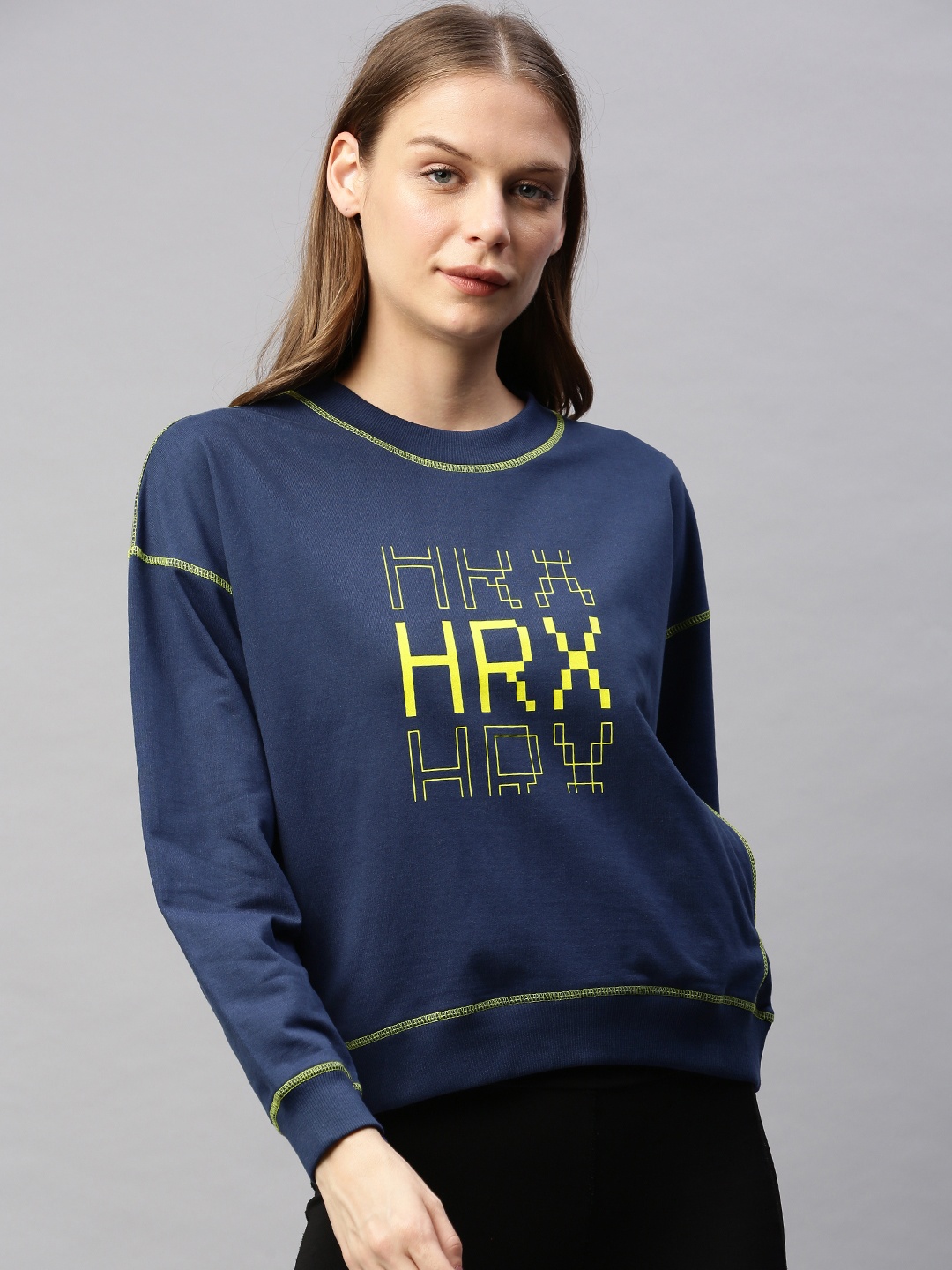 

HRX by Hrithik Roshan Women Medieval Blue Antimicrobial Bio-Wash Lifestyle Sweatshirt, Navy blue