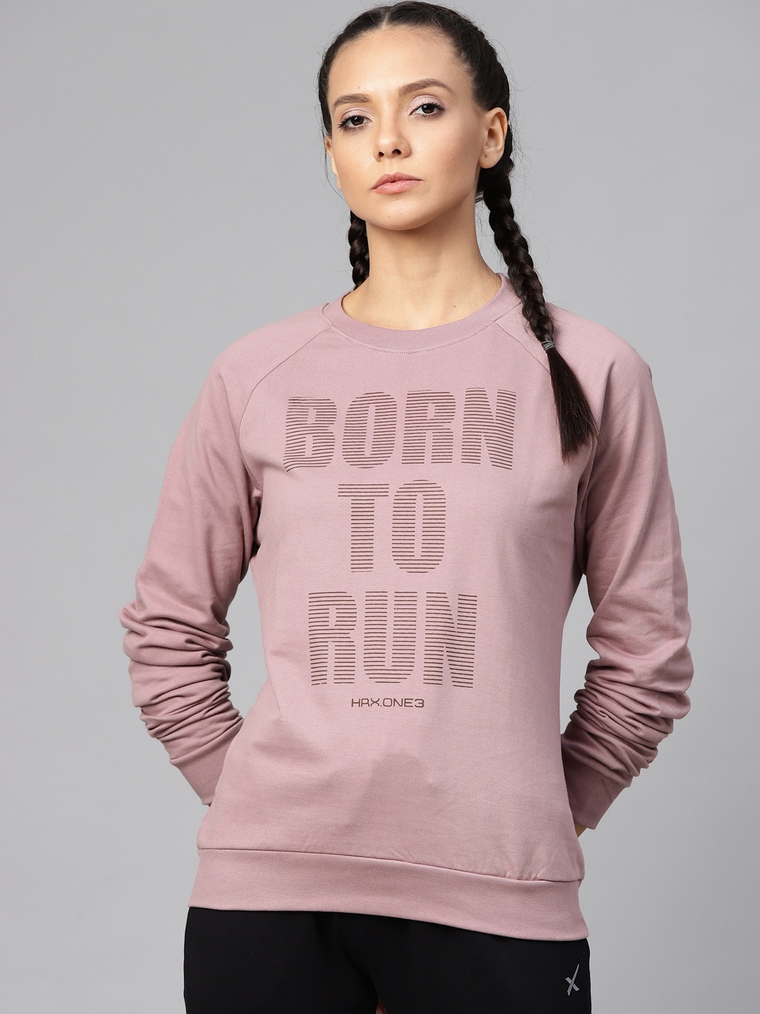 

HRX by Hrithik Roshan Women Grape Shake Solid Rapid-dry Bio-Wash Running Sweatshirt, Mauve