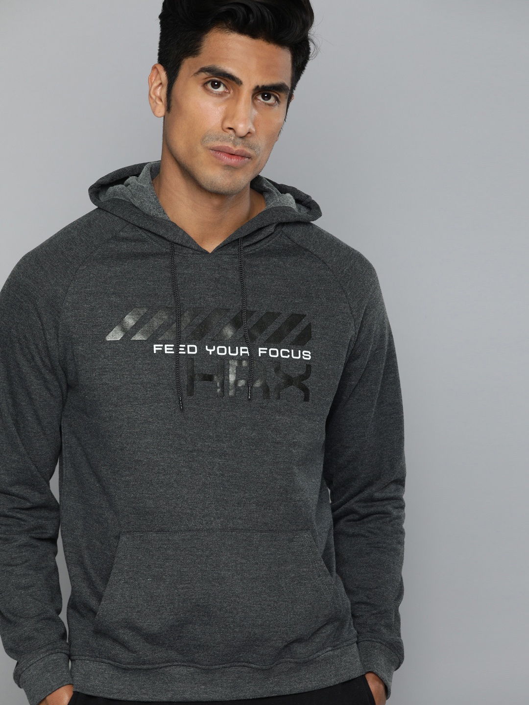 

HRX by Hrithik Roshan Men Anthra Melange Solid Regular Fit Training Sweatshirt, Charcoal