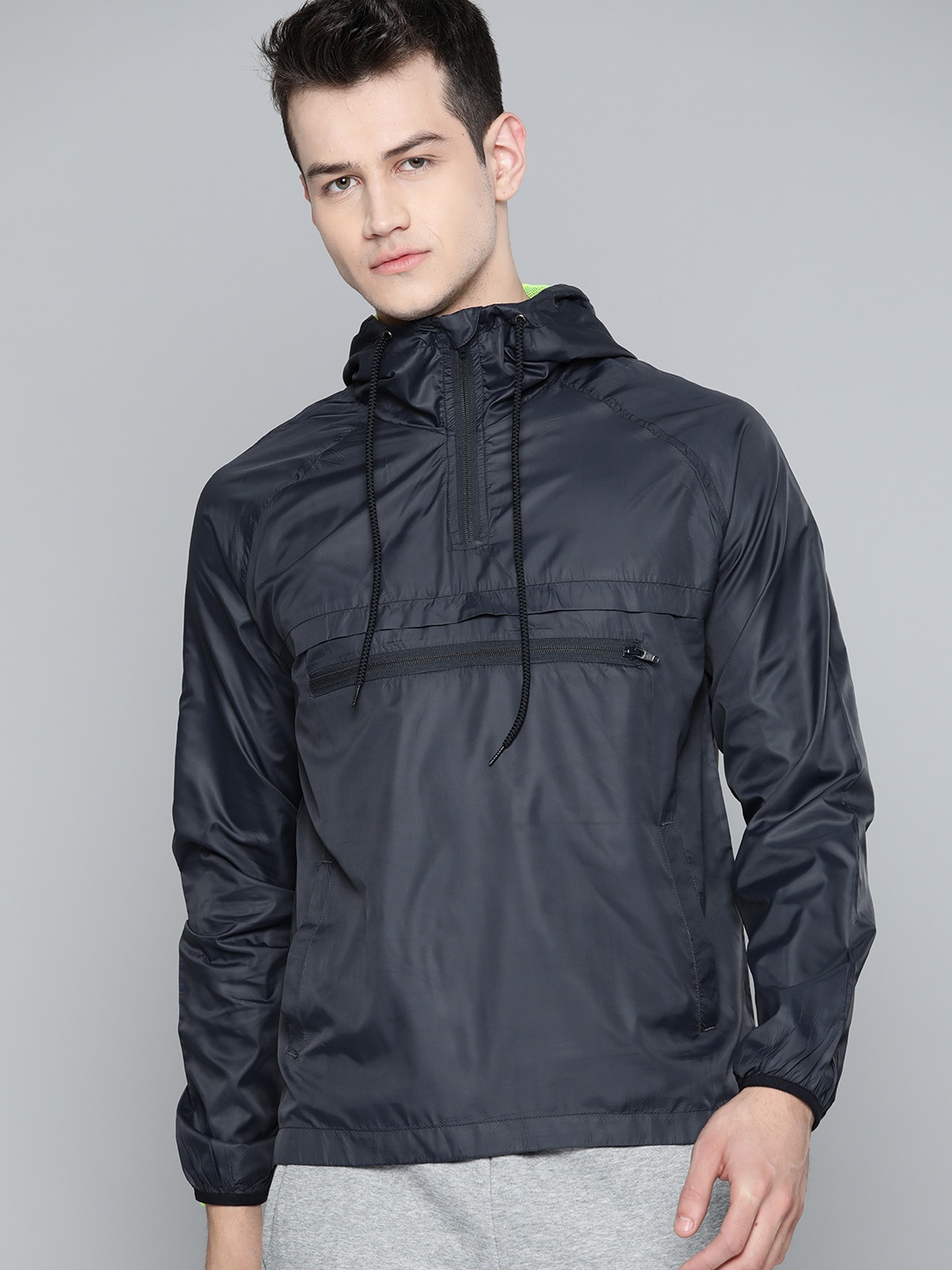 

HRX by Hrithik Roshan Men Navy Colourblocked Water Repellent Rapid-Dry Running Jacket, Navy blue
