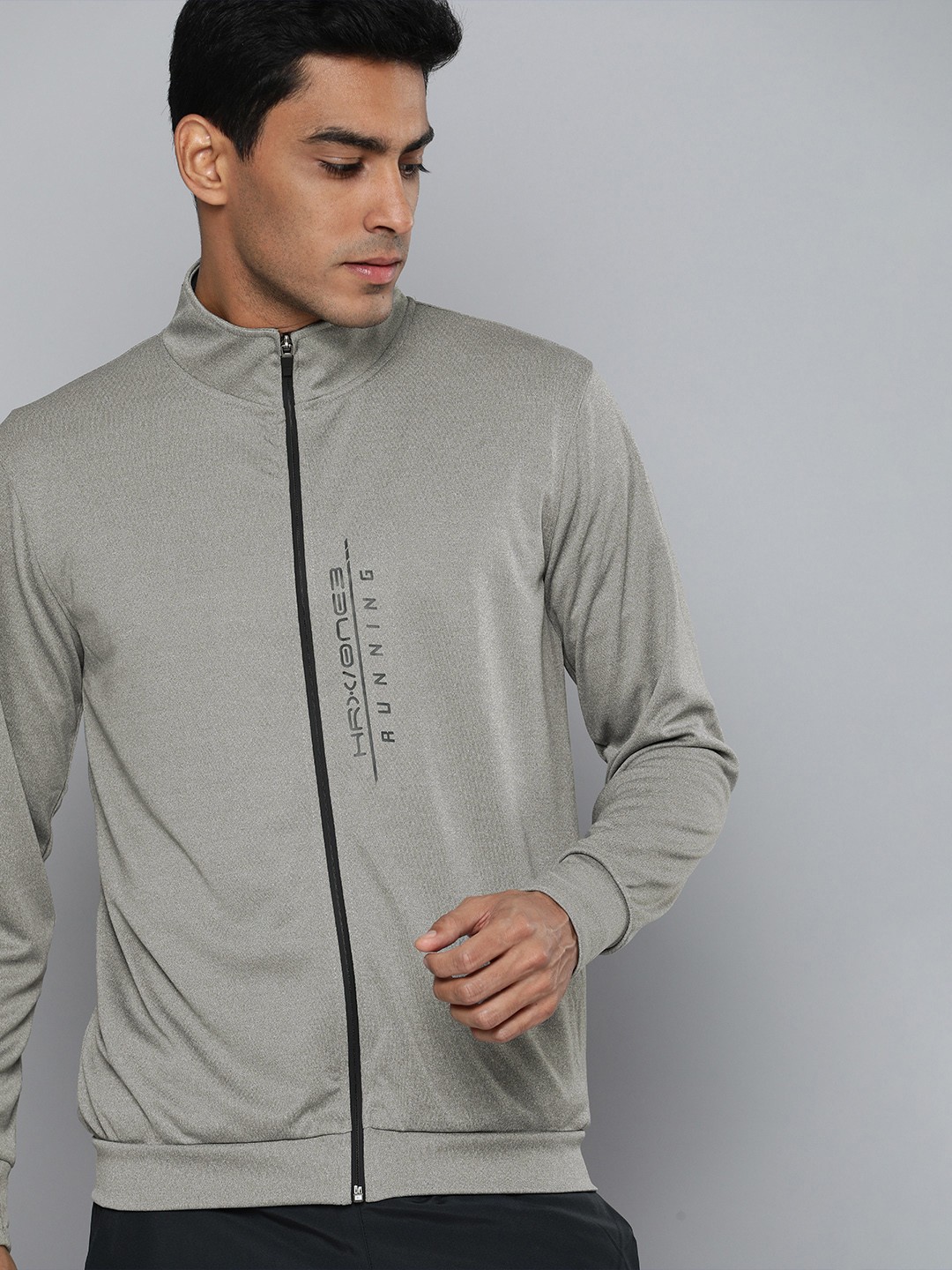 

HRX by Hrithik Roshan Men Light Grey Melange Solid Rapid-Dry Running Jacket