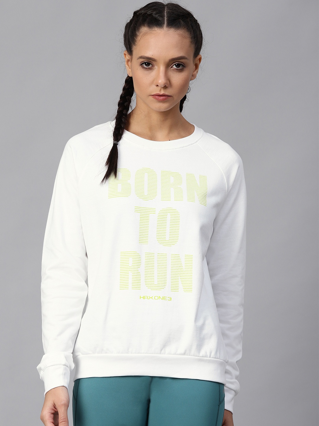

HRX by Hrithik Roshan Women Bright White Solid Rapid-dry Bio-Wash Running Sweatshirt