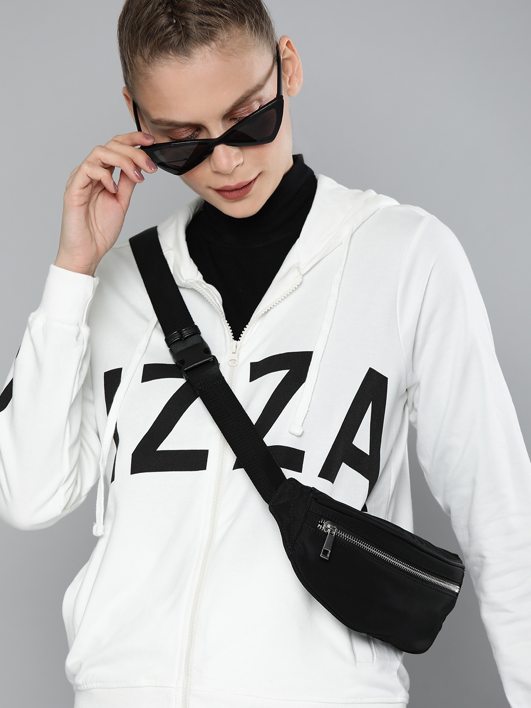 

Kook N Keech Women White Printed Hooded Sweatshirt