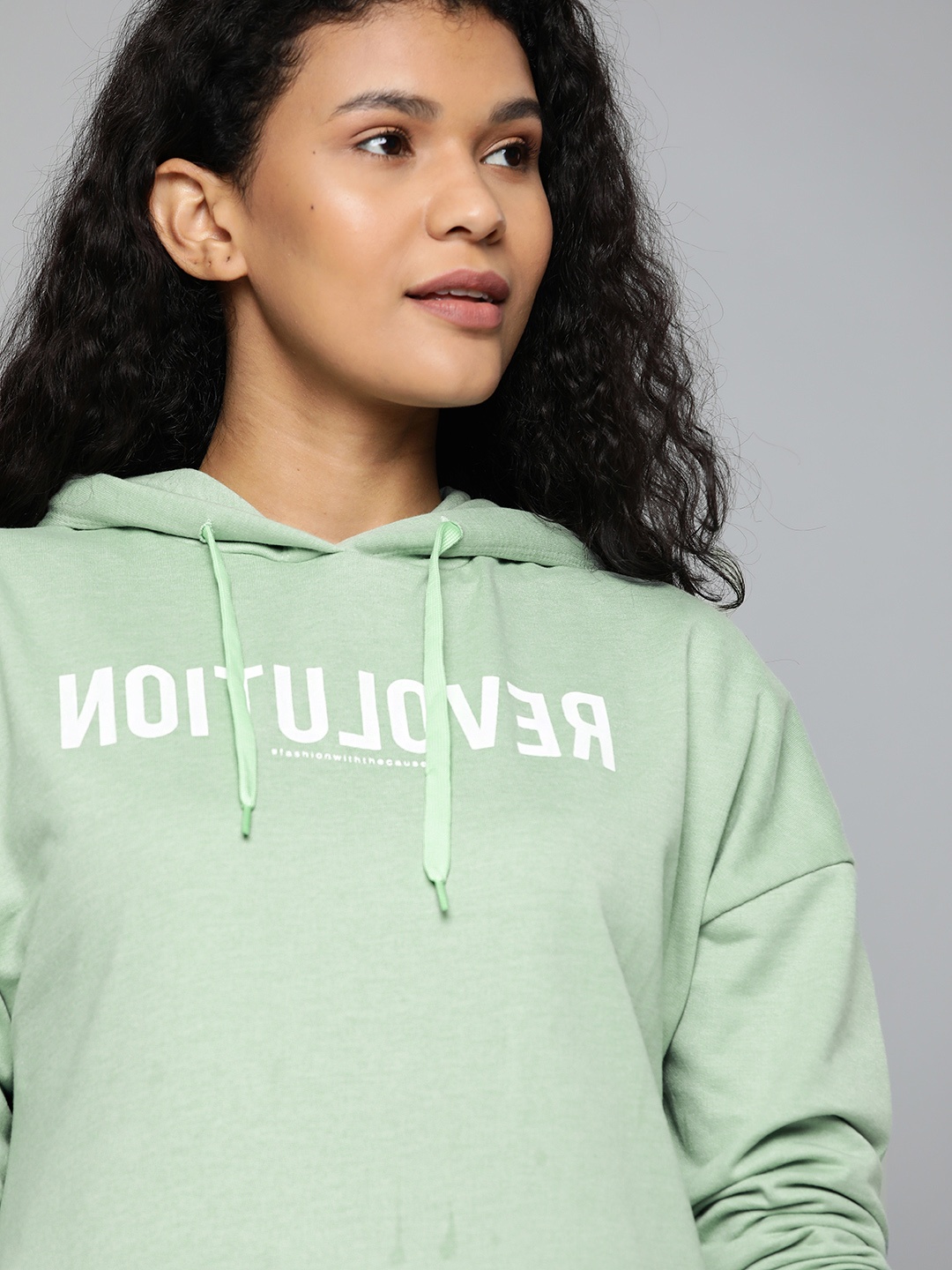 

Kook N Keech Women Green & White Printed Hooded Sweatshirt