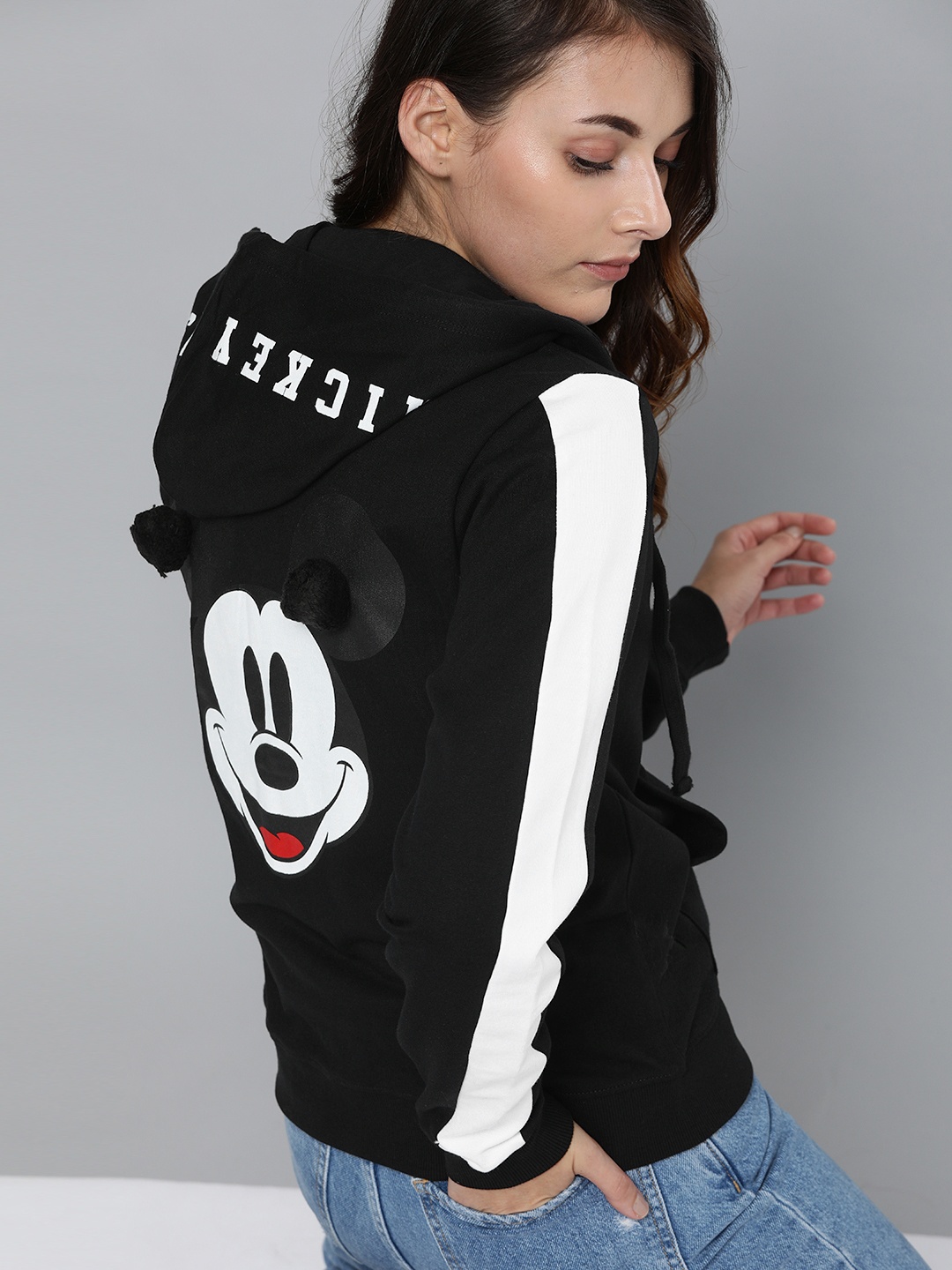 

Kook N Keech Disney Women Black Printed Hooded Sweatshirt