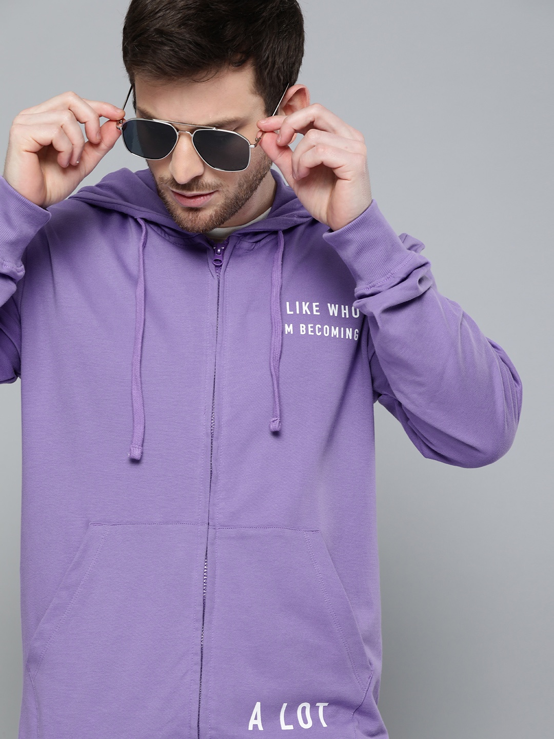 

Kook N Keech Men Purple Printed Hooded Sweatshirt