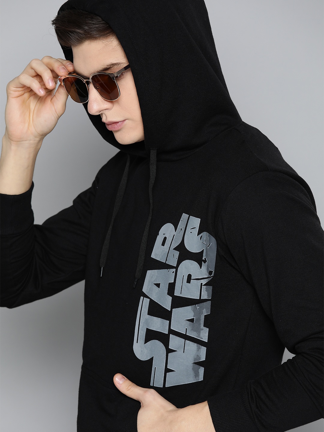 

Kook N Keech Star Wars Men Black Printed Hooded Sweatshirt