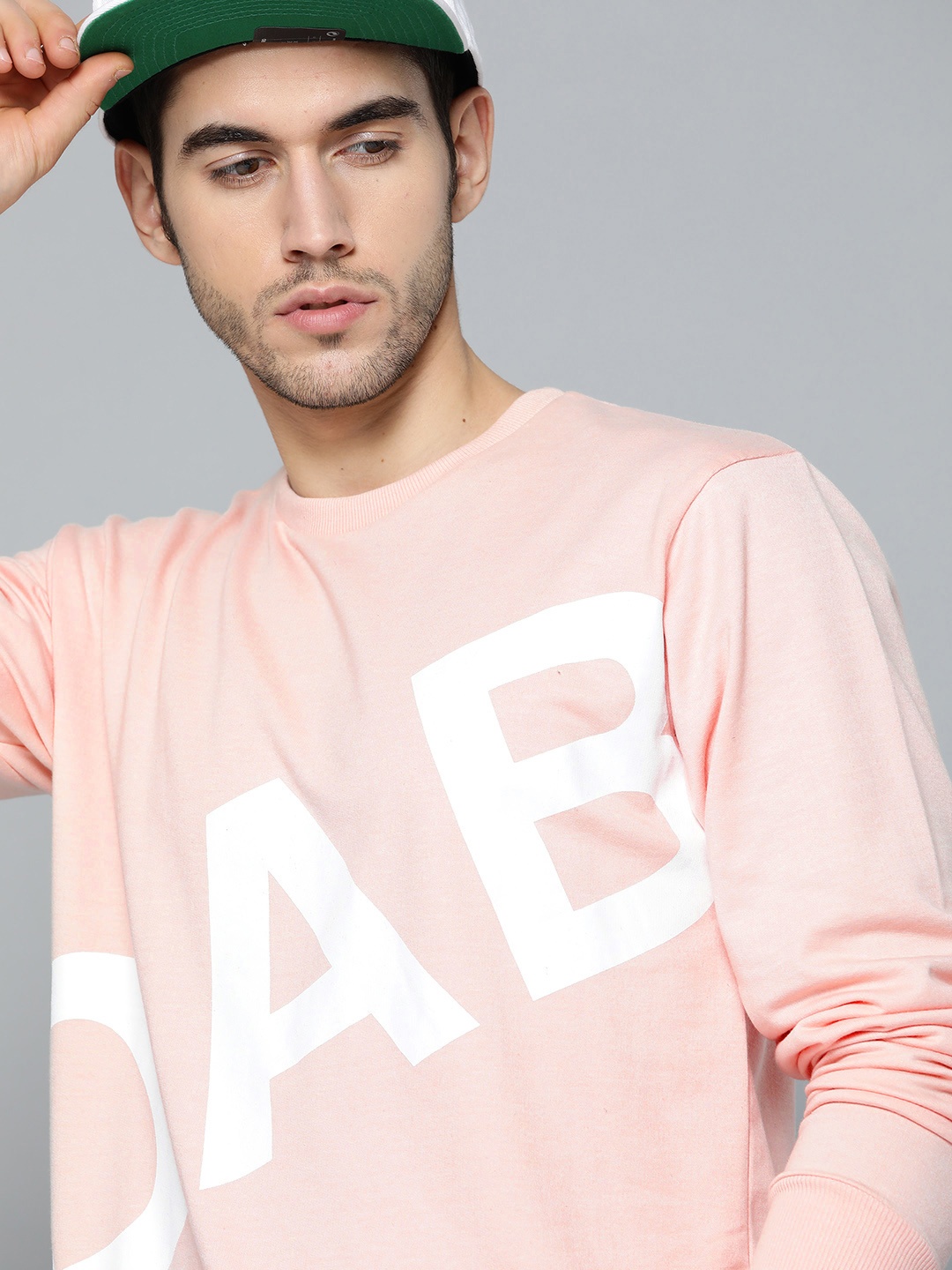 

Kook N Keech Men Peach-Coloured & White Typography Printed Sweatshirt