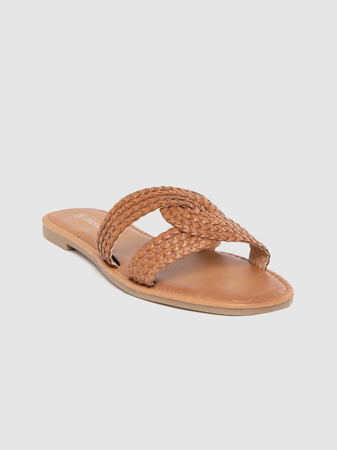 

DressBerry Women Brown Braided Open Toe Flats