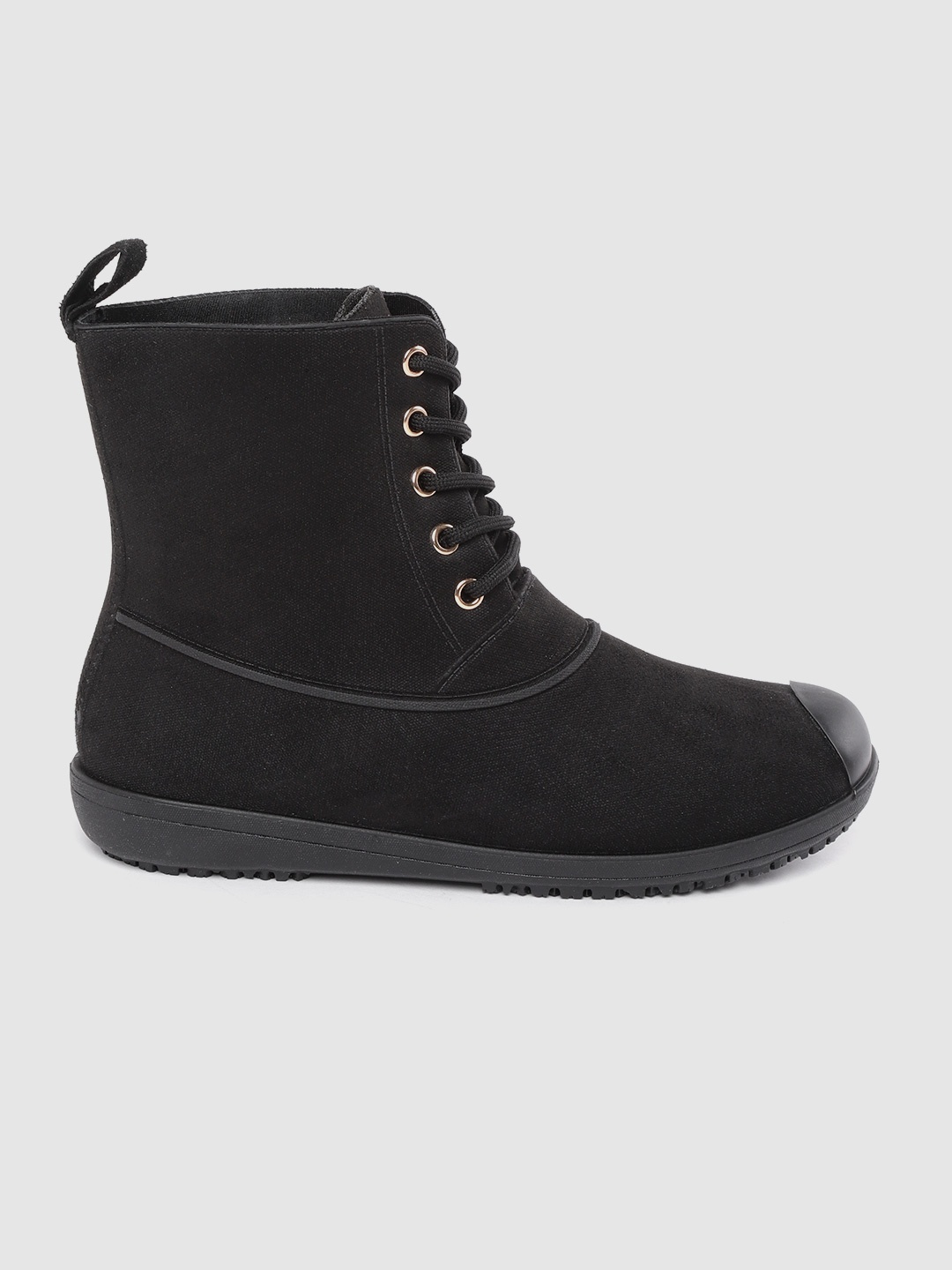 

Kook N Keech Women Black Solid Mid-Top Flat Boots