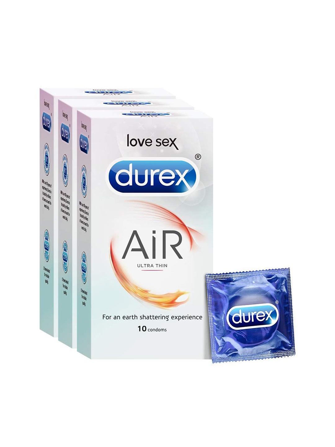 

Durex Pack Of 3 Air Ultra Thin Lubricated Condoms - 10 Count, White