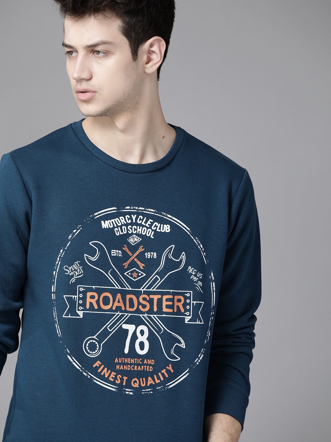 

Roadster Men Blue & White Alphanumeric & Graphic Print Sweatshirt