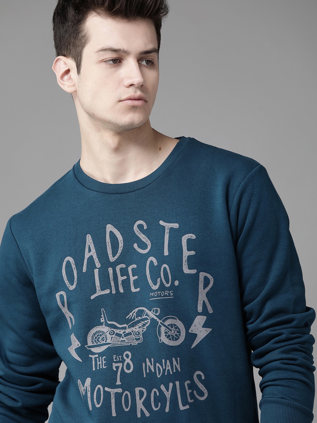 

Roadster Men Blue Printed Sweatshirt