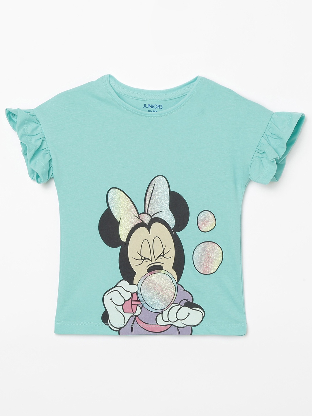 

Juniors by Lifestyle Girls Sea Green Minnie Mouse Printed Pure Cotton Top