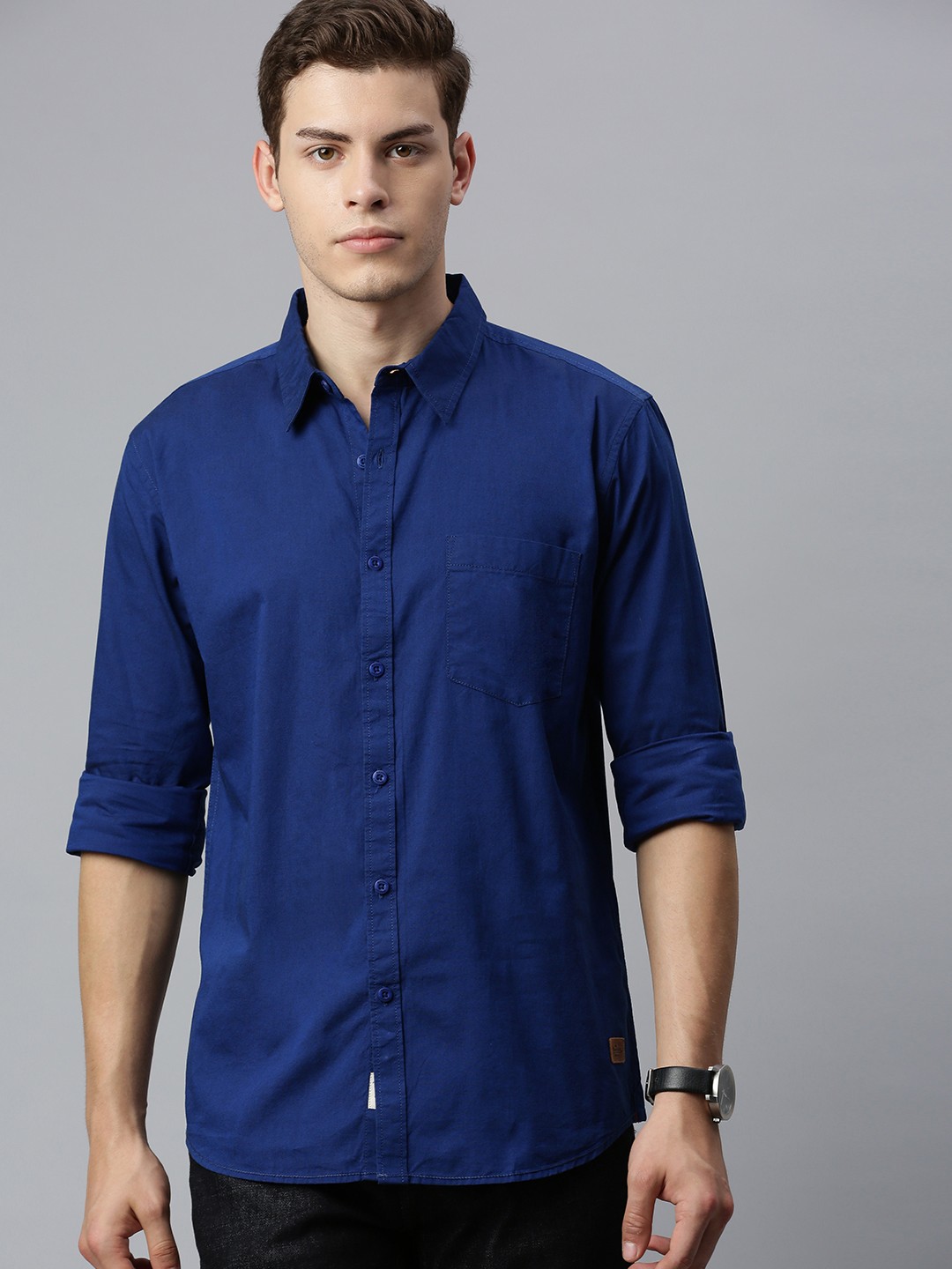 

Roadster Men Blue Regular Fit Solid Casual Shirt