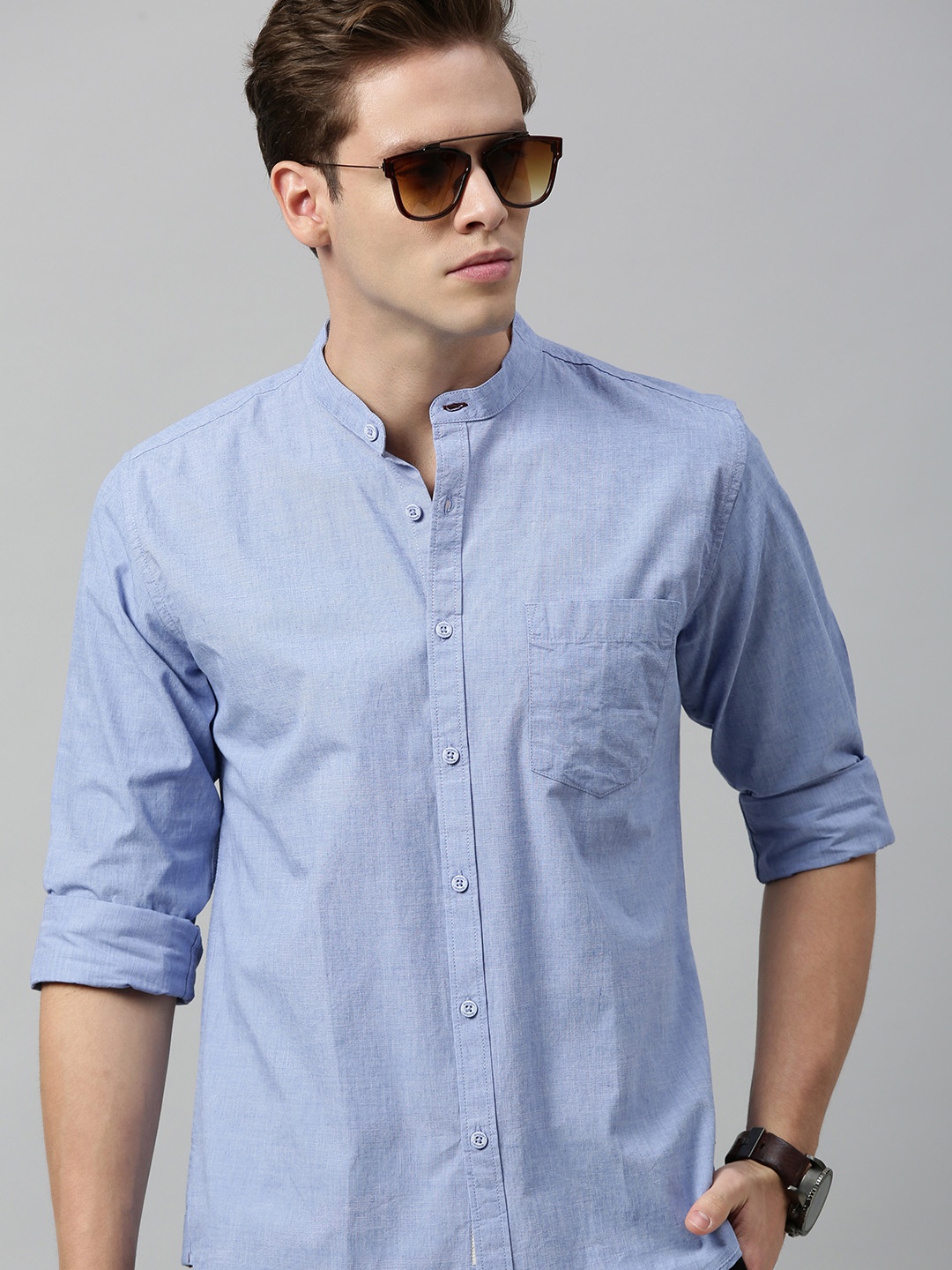 

Roadster Men Blue Regular Fit Solid Casual Shirt