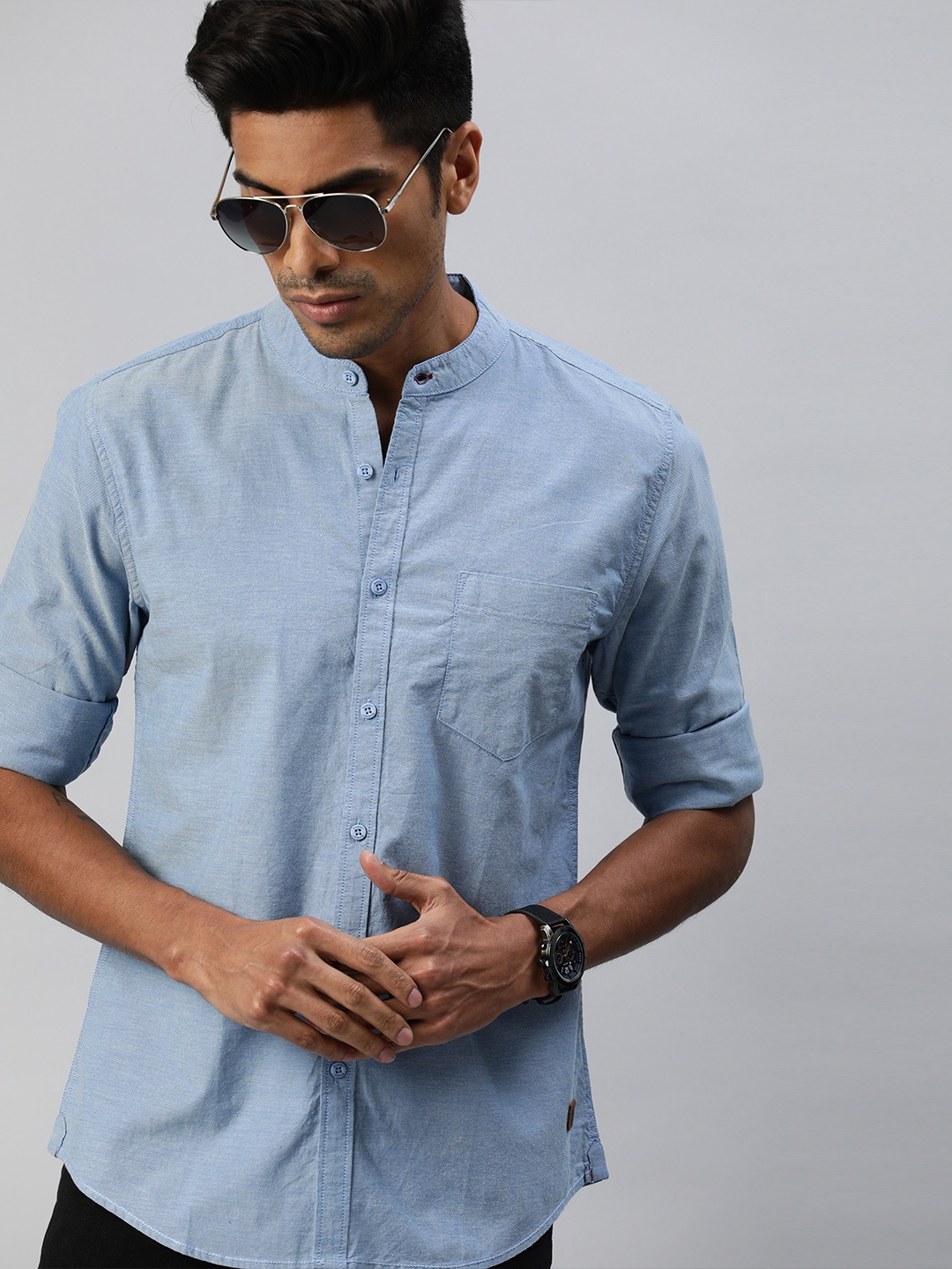 

Roadster Men Blue Regular Fit Solid Casual Shirt