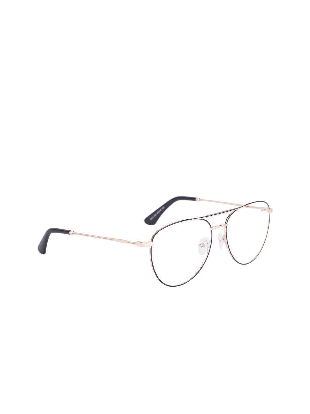 

MARC LOUIS Unisex Black & Gold-Toned Solid Full Rim Aviator Frames ML8014 C01 53 FR