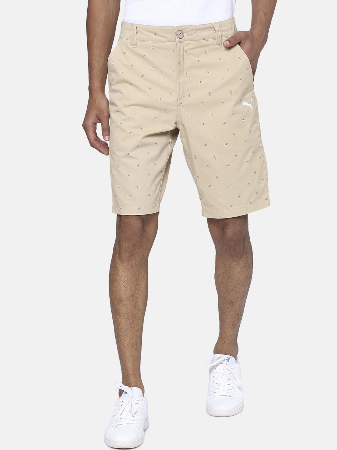 

Puma Men Beige Printed Regular Fit VK Chino Shorts