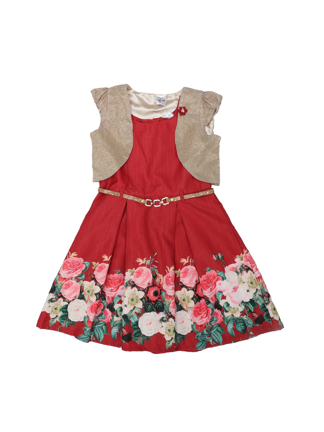 

Doodle Girls Red Printed Fit and Flare Dress