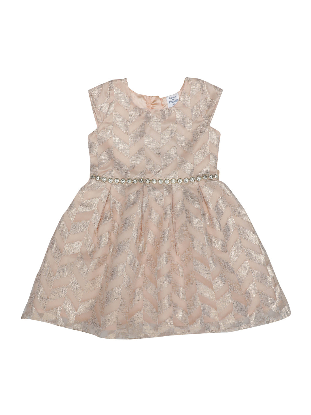 

Doodle Girls Beige & Gold-Coloured Self Design A-Line Dress