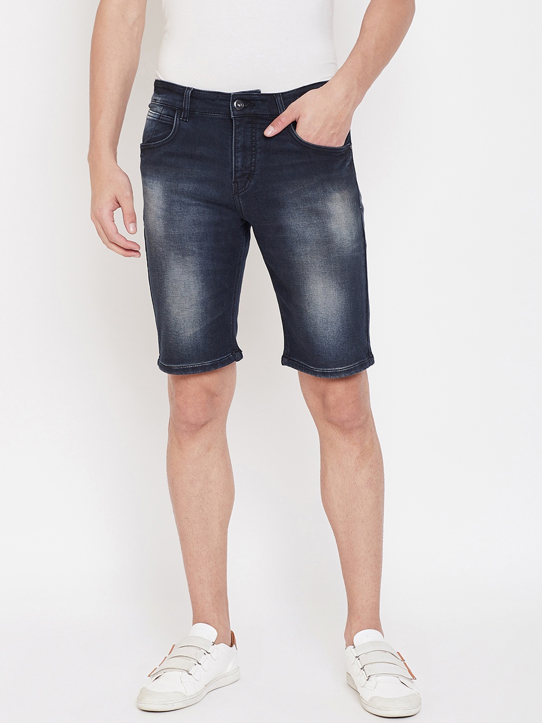 

Octave Men Charcoal Grey Washed Regular Fit Denim Shorts