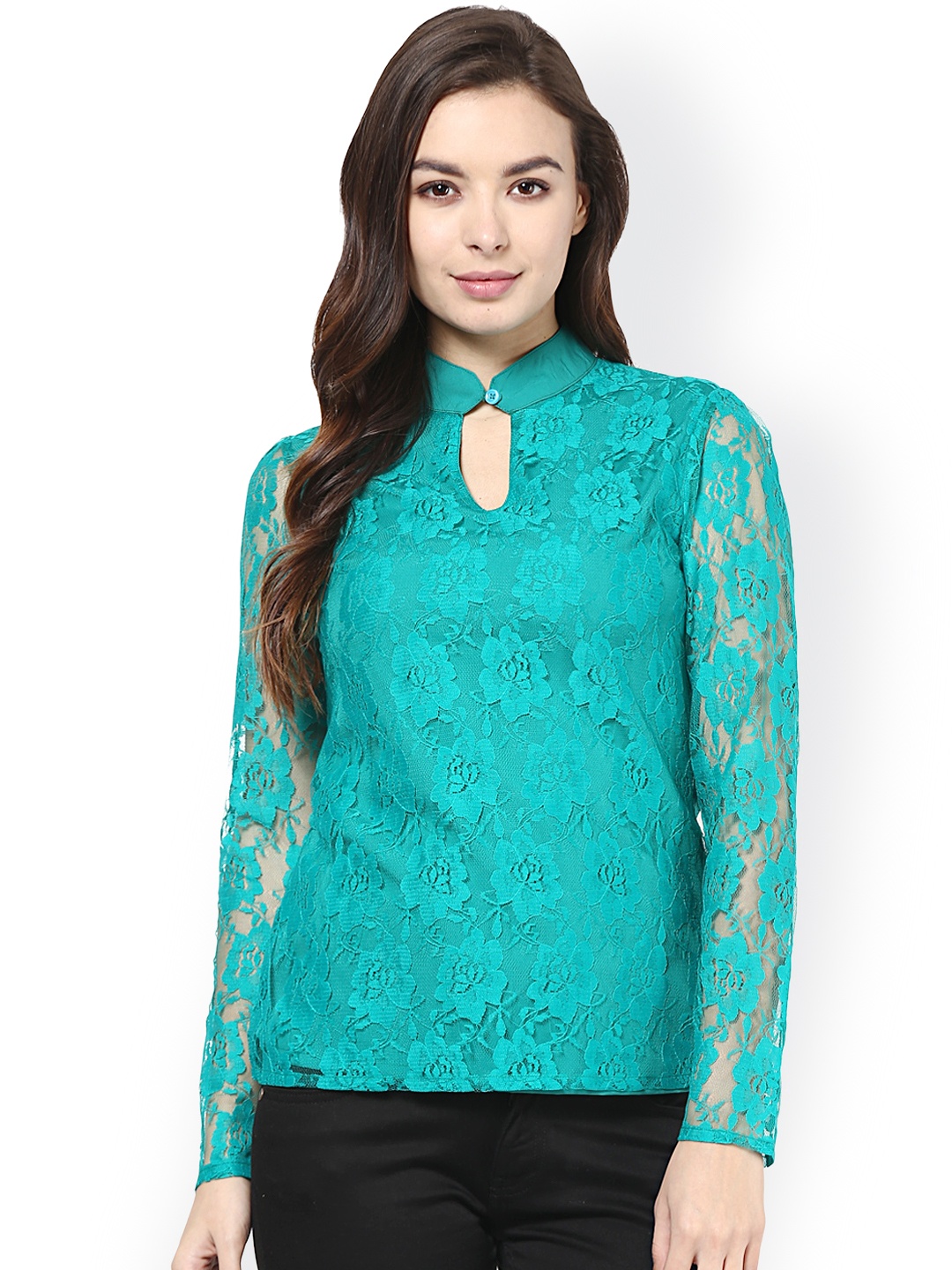 

Abiti Bella Teal Green Lace Top