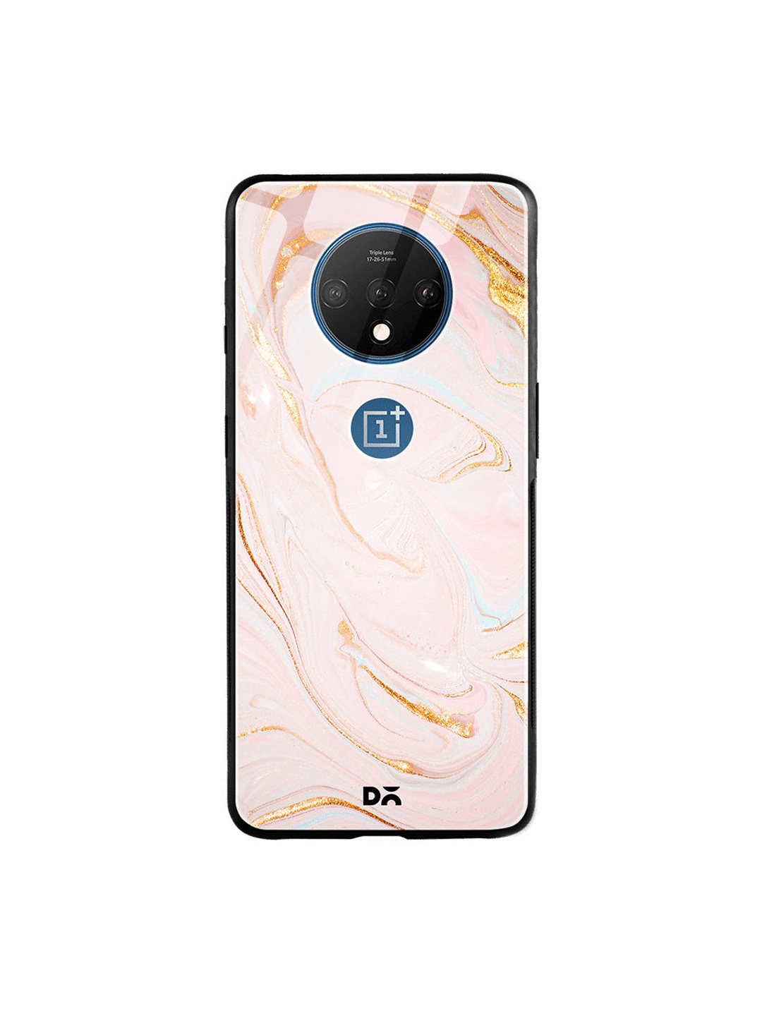 

DailyObjects Pink & Gold-Toned Magistic Marble OnePlus 7T Glass Case