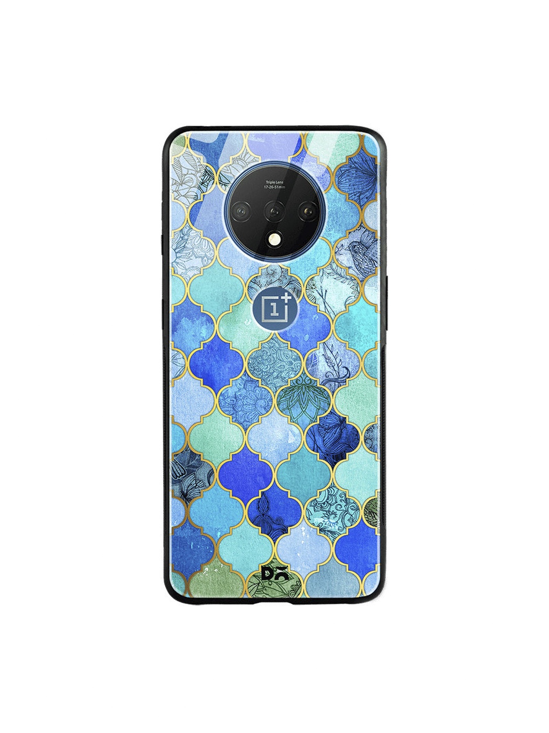 

DailyObjects Blue & Gold-Toned Aqua Moroccan OnePlus 7T Glass Case