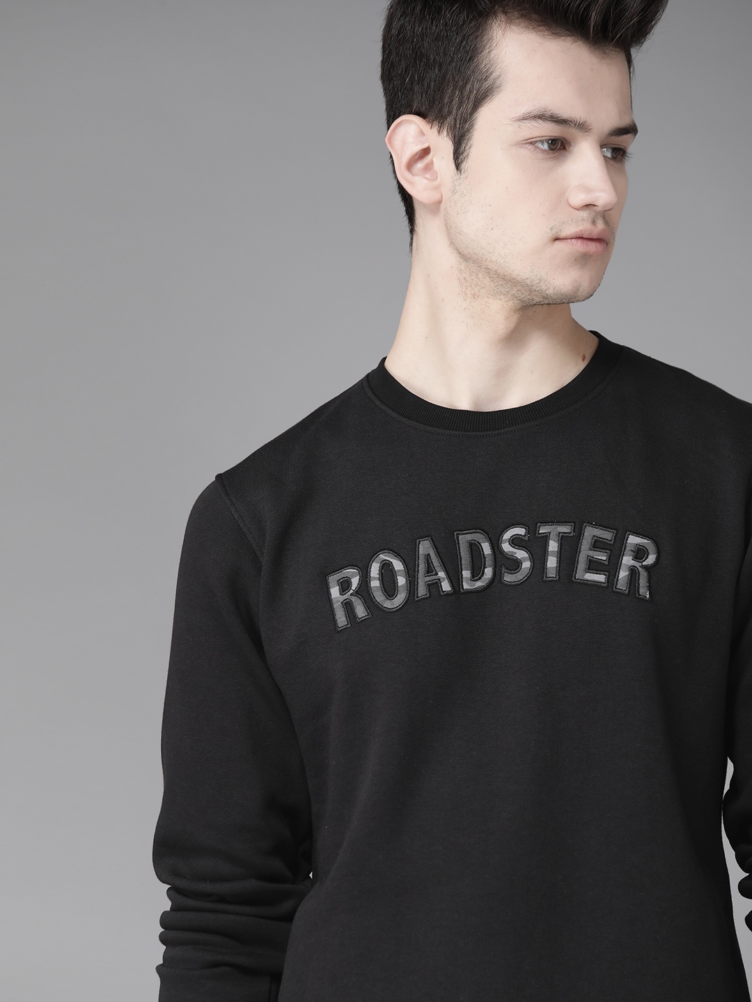 

Roadster Men Black Printed Sweatshirt
