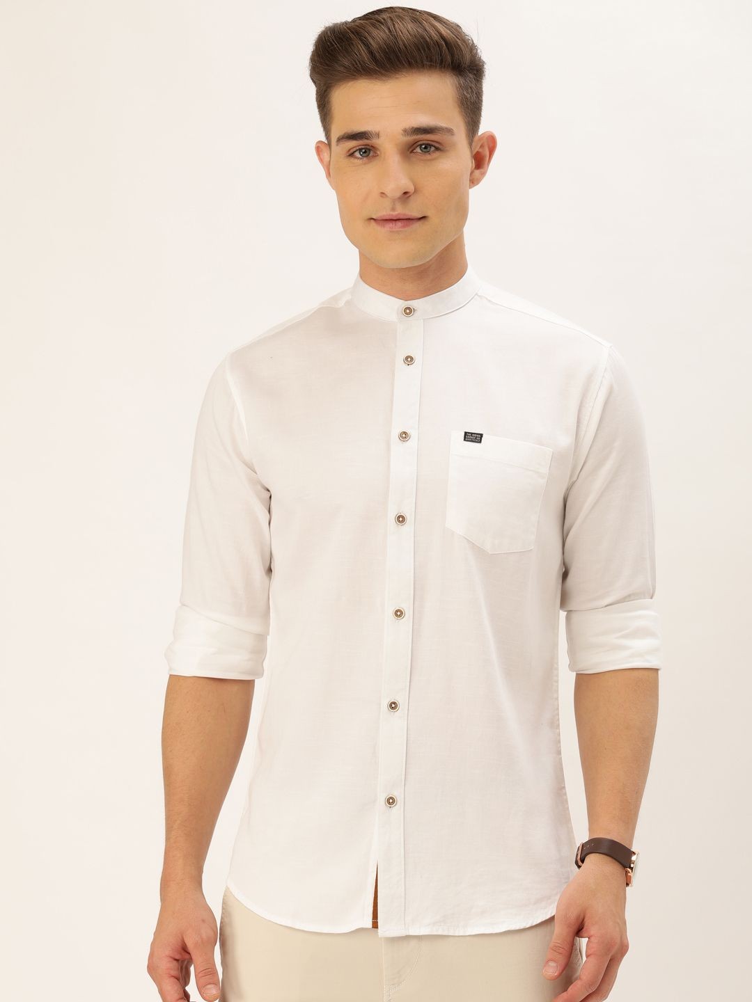 

The Indian Garage Co Men White Slim Fit Solid Casual Shirt