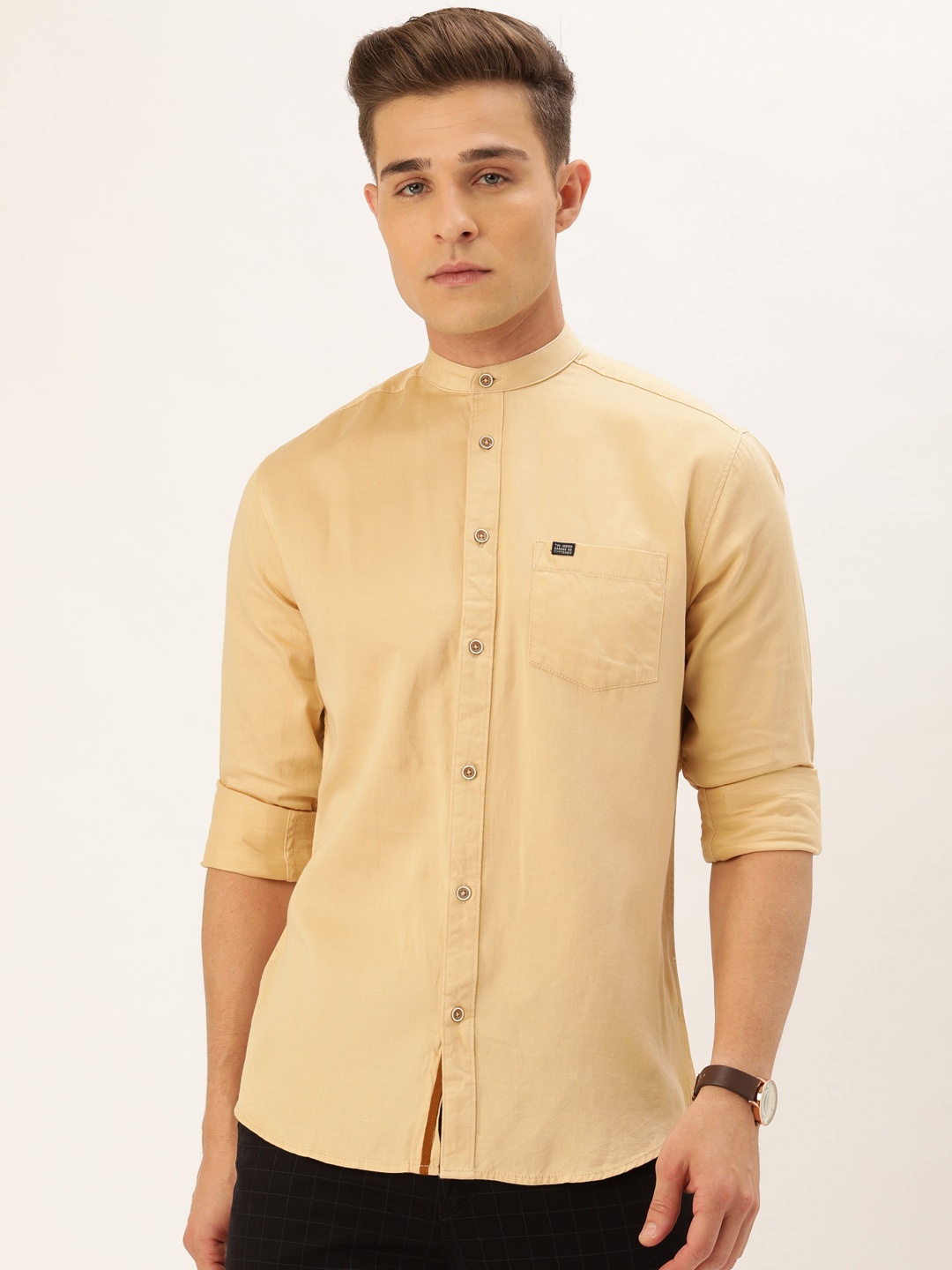 

The Indian Garage Co Men Beige Slim Fit Solid Casual Shirt