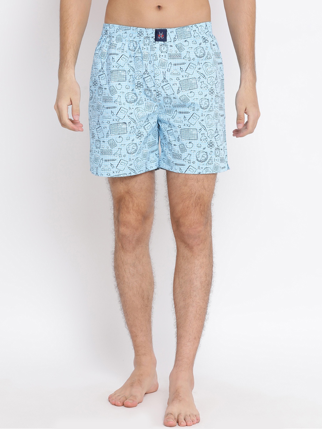 

Crimsoune Club Men Turquoise Blue Printed Pure Cotton Boxers BX4087-1